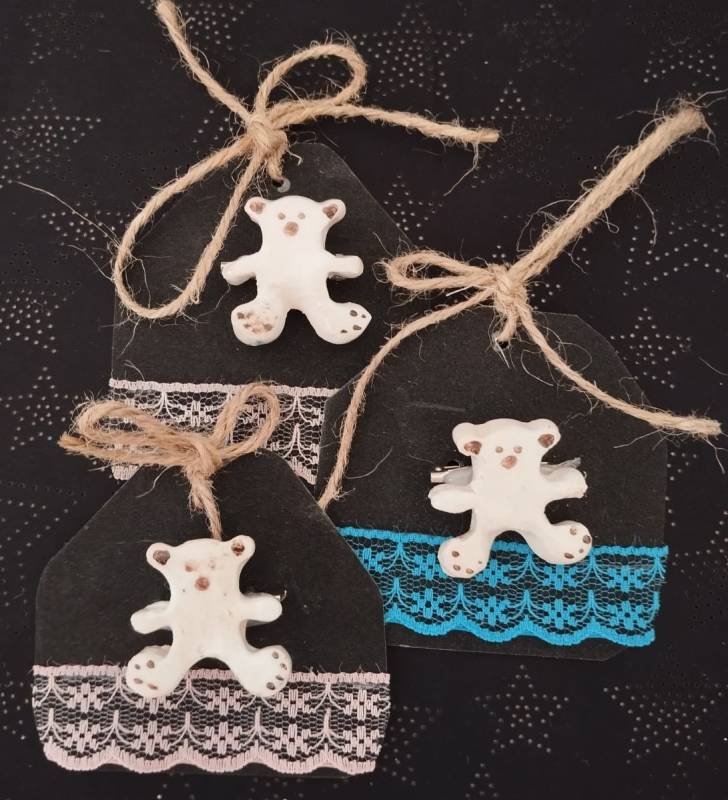 Ayı Figürlü Seramik Sırlı Broş 1