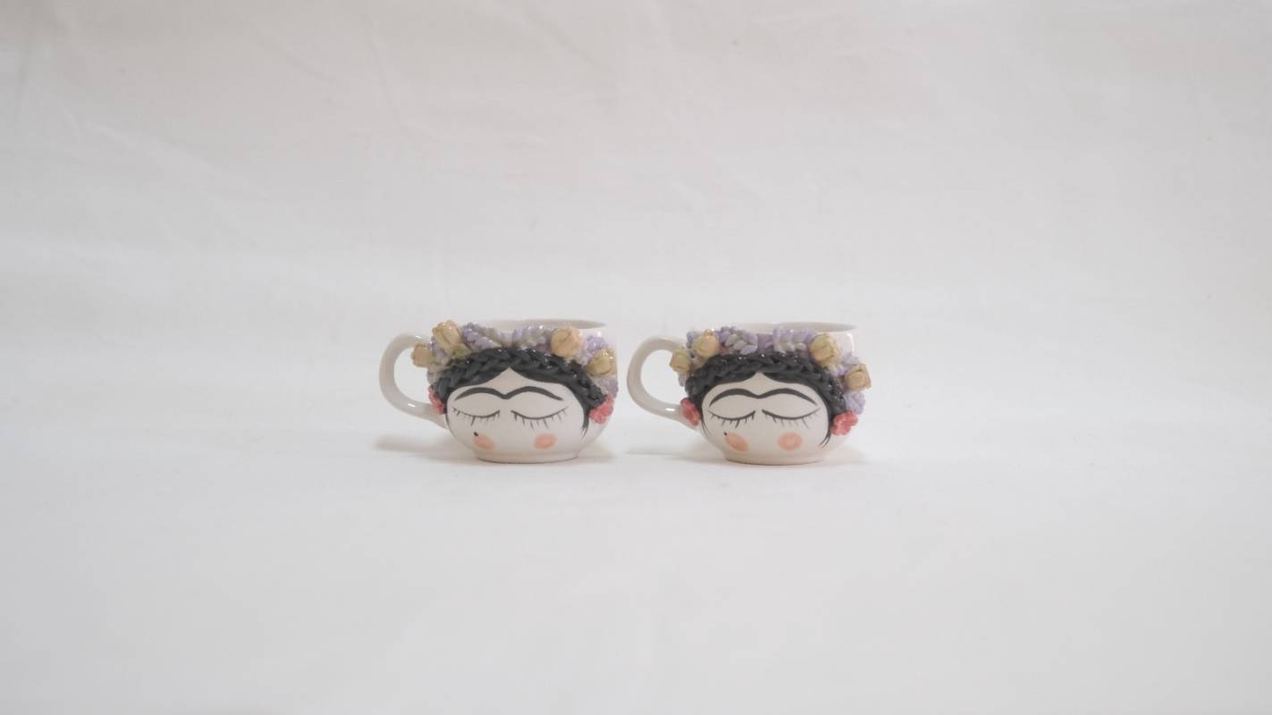 Frida Kahlo Tasarımlı 2'li Seramik Kupa Seti 1