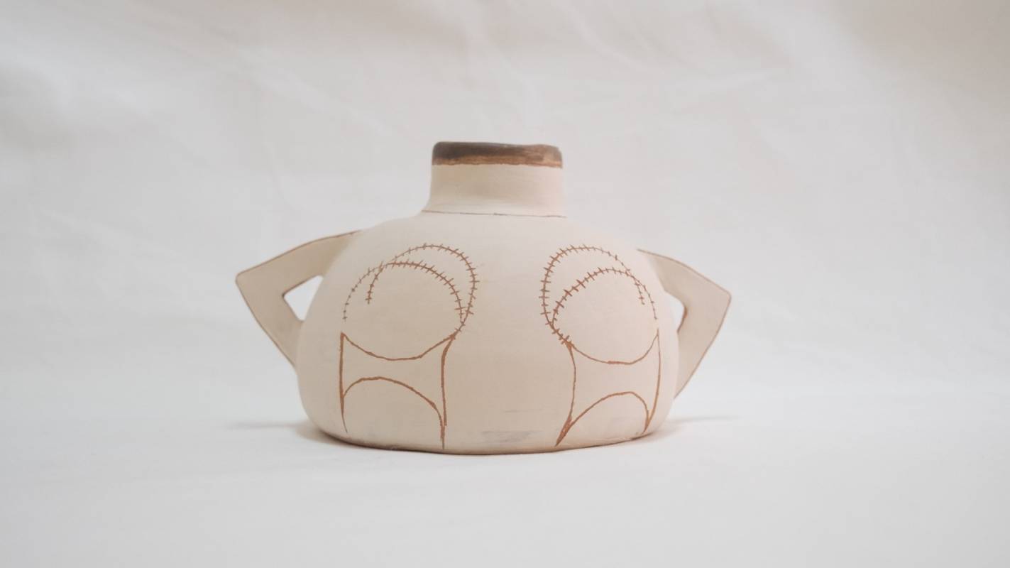 Keçi Figürlü Antik Görünümlü Orta Küp 1