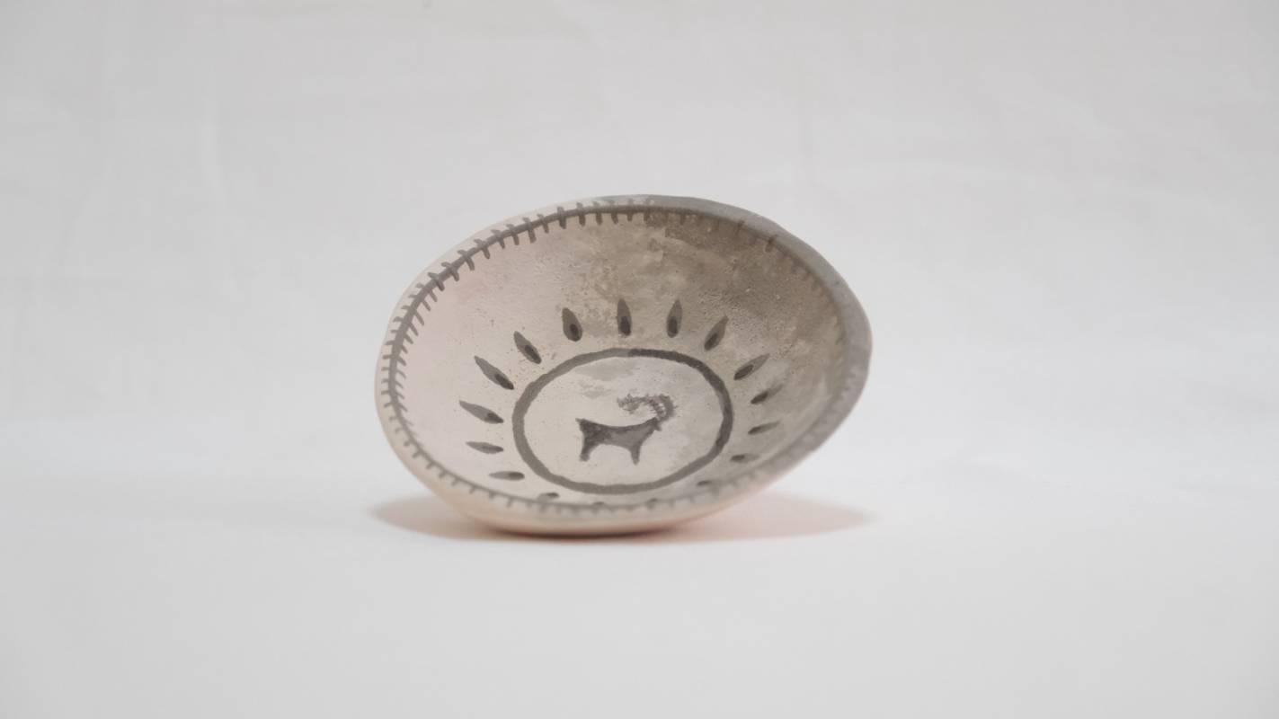 Keçi Figürlü Antik Astar Bezeli Tabak - Model 1 1