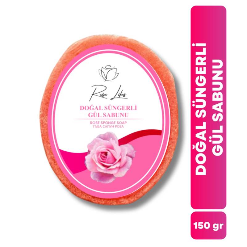 Doğal Süngerli Gül Sabunu (150 gr) 1