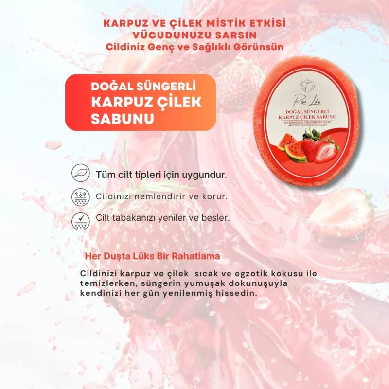 Dogal Süngerli Karpuz Çilek Sabunu (150 gr) 2